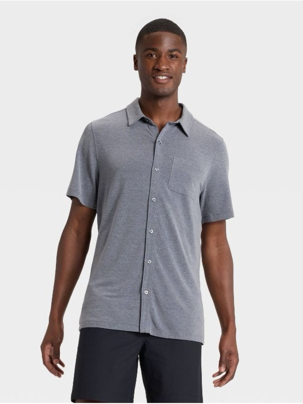 all in motion Gray Short-Sleeve Casual Button-Down Shirt